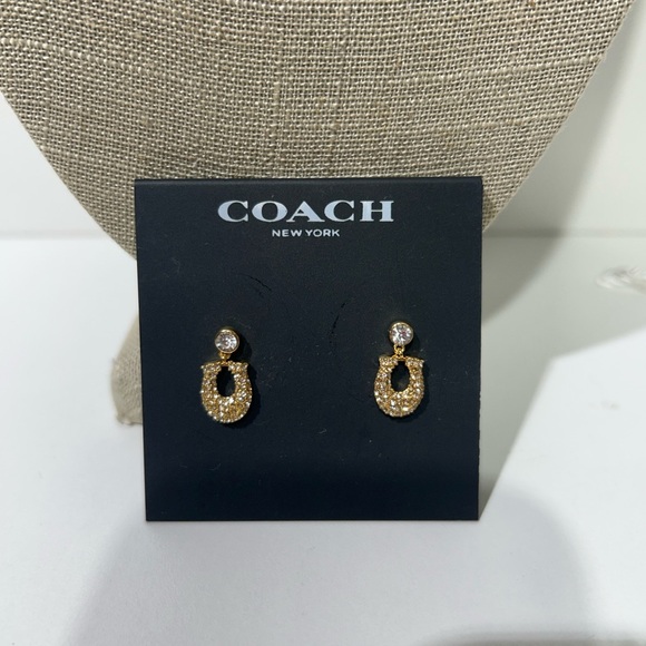 Coach Jewelry - Coach Gold Signature Pavé Post Back Earrings NWT Dust bag included